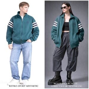 Vtg 90s Christian Dior Monsieur Track Jacket M Fits XL 24.5" PTP Teal Navy Grey